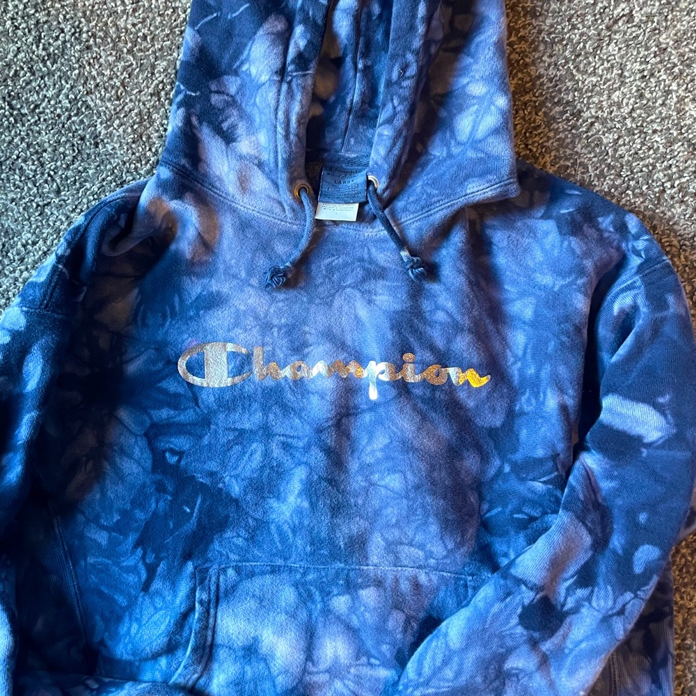 Large kids hoodie in great shape tissue blue with silver lettering